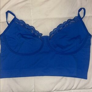 aerie Royal Blue Lace-Trim Longline Bralette Top